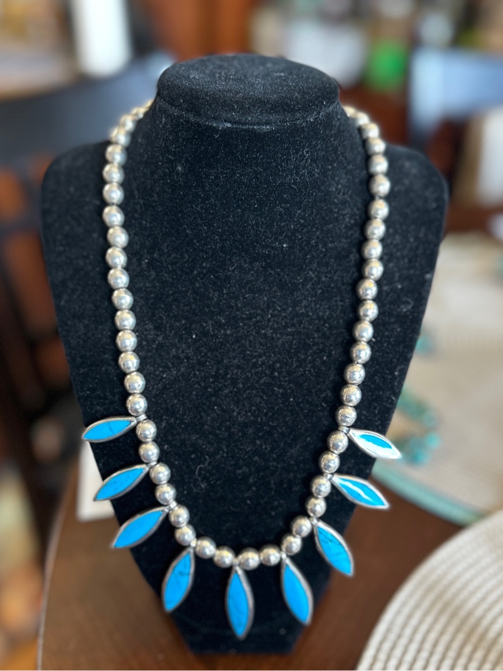 Vintage Mexican Reversible Sterling Silver Drop Necklace